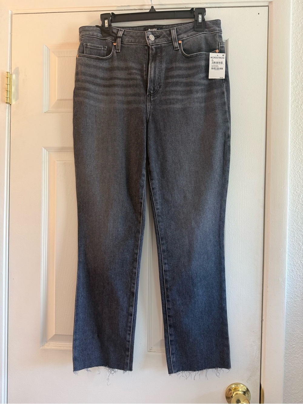 PAIGE “Cindy” Black-Washed Slim Straight Jeans